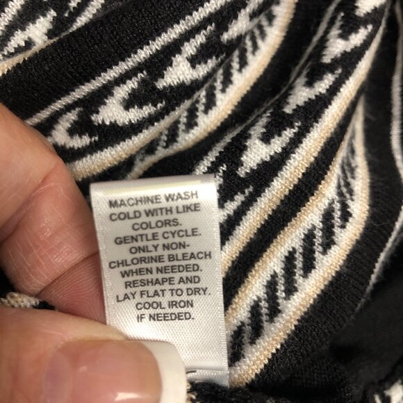 Cato Sweater Dress Womens Size Large Black White Patterned Knit Knee Length - Picture 7 of 8